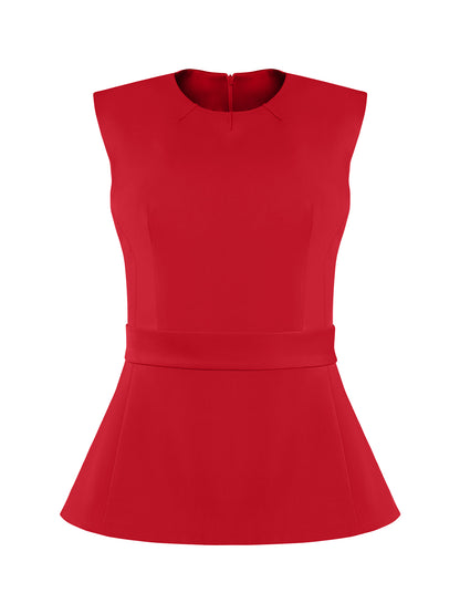 Fierce Red Sleeveless Waist-Fitted Top by Tia Dorraine Women's Luxury Fashion Designer Clothing Brand