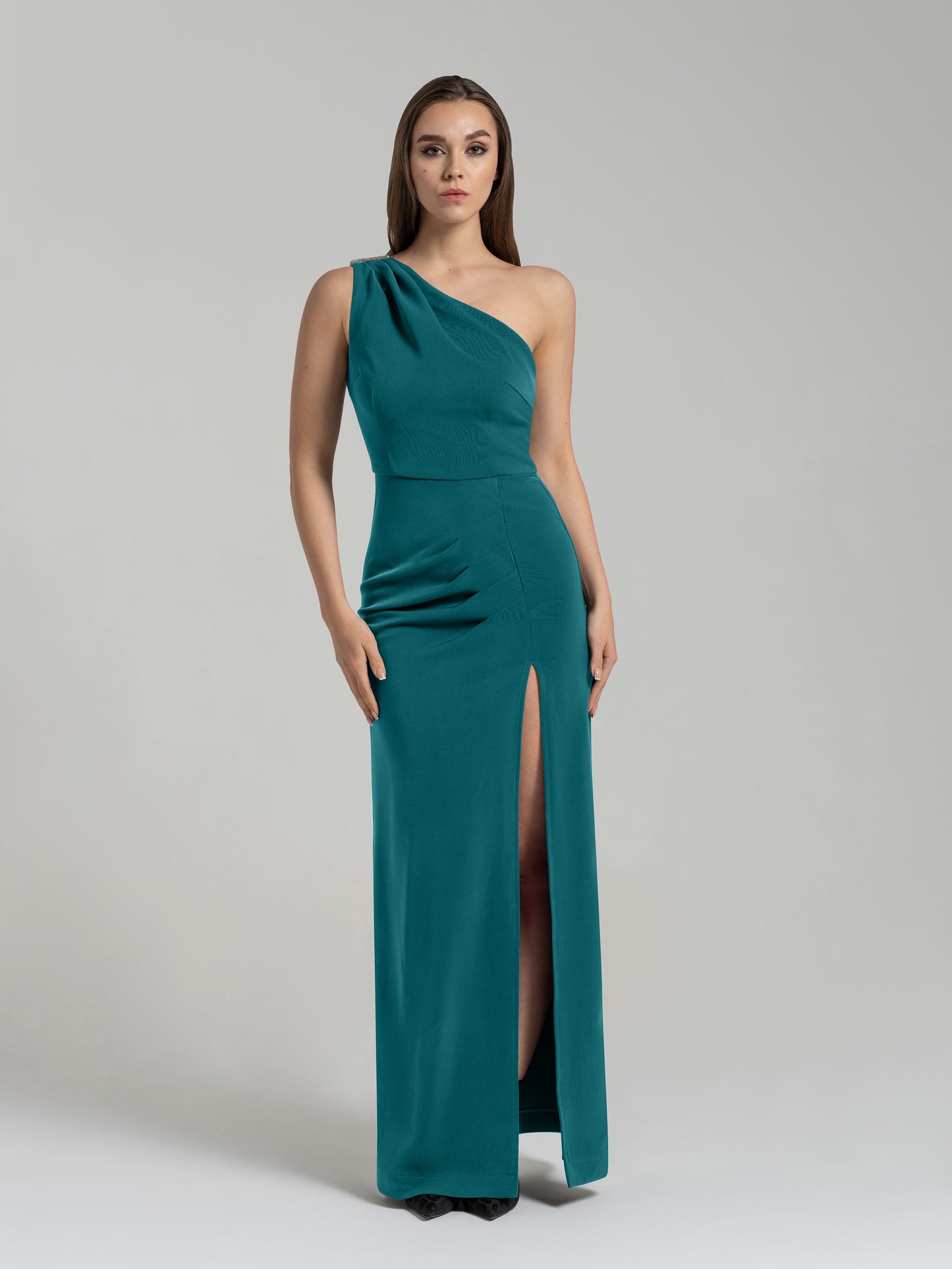 Harmony Asymmetric Long Dress - Turquoise