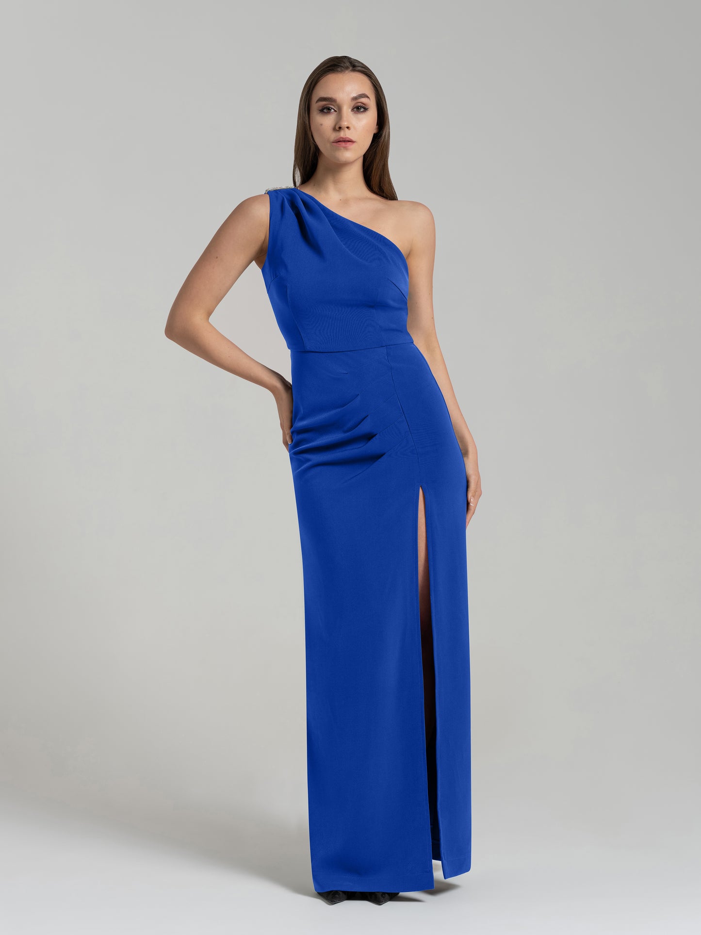 Harmony Asymmetric Long Dress - Azure Blue