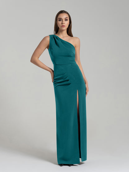 Harmony Asymmetric Long Dress - Turquoise