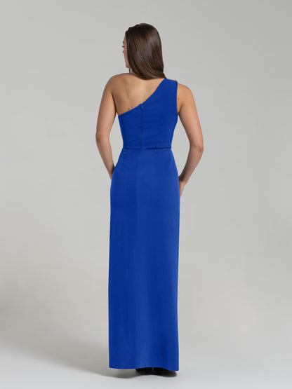 Harmony Asymmetric Long Dress - Azure Blue