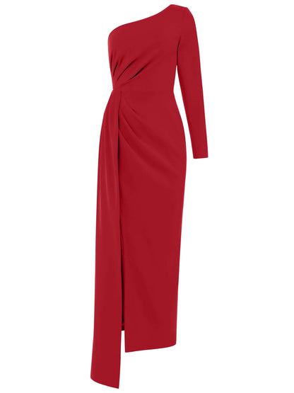 Iconic Glamour Draped Long Dress - Red