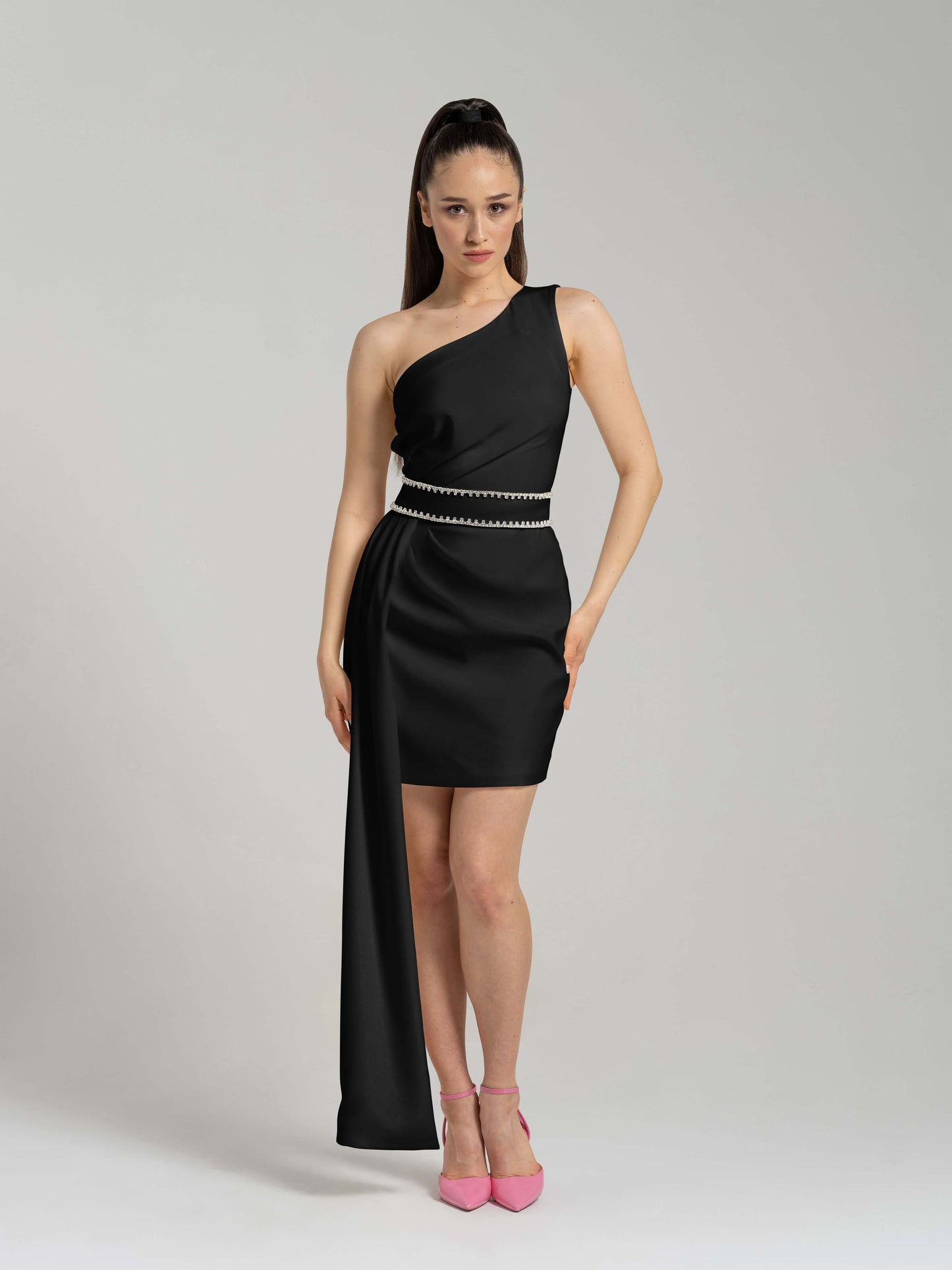 Iconic Glamour Crystal-Adorned Dress - Black by Tia Dorraine Women's Luxury Fashion Designer Clothing Brand