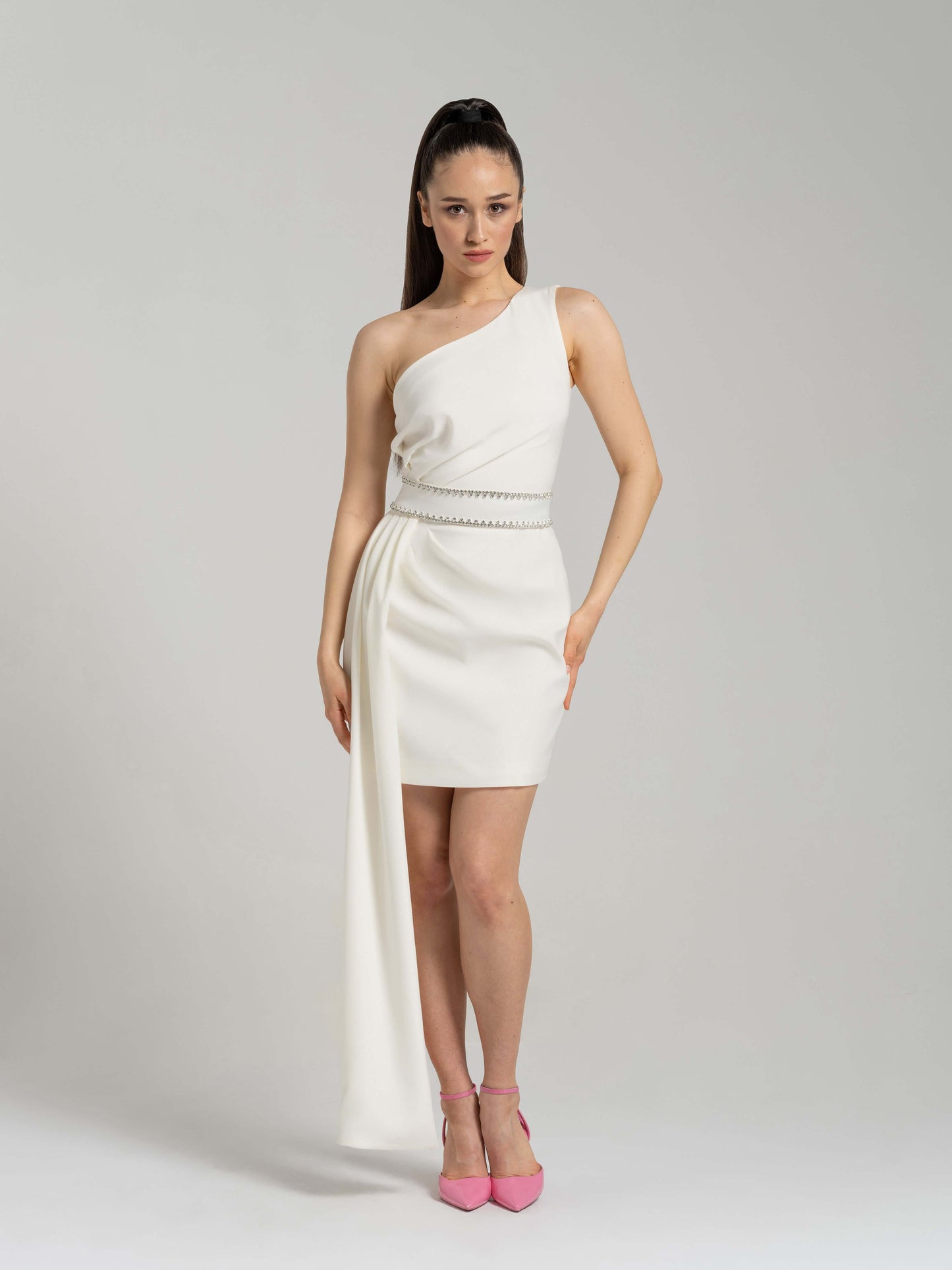 Iconic Glamour Crystal-Adorned Dress - White
