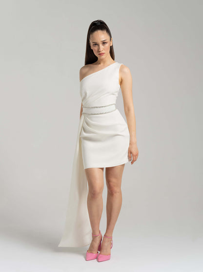 Iconic Glamour Crystal-Adorned Dress - White