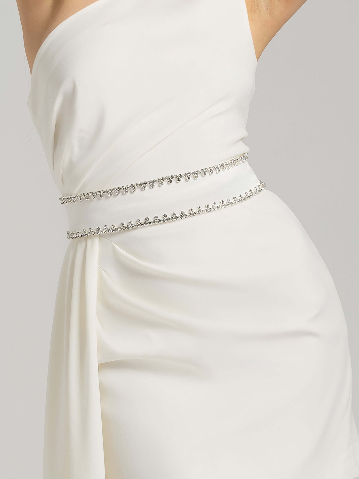 Iconic Glamour Crystal-Adorned Dress - White by Tia Dorraine Women's Luxury Fashion Designer Clothing Brand