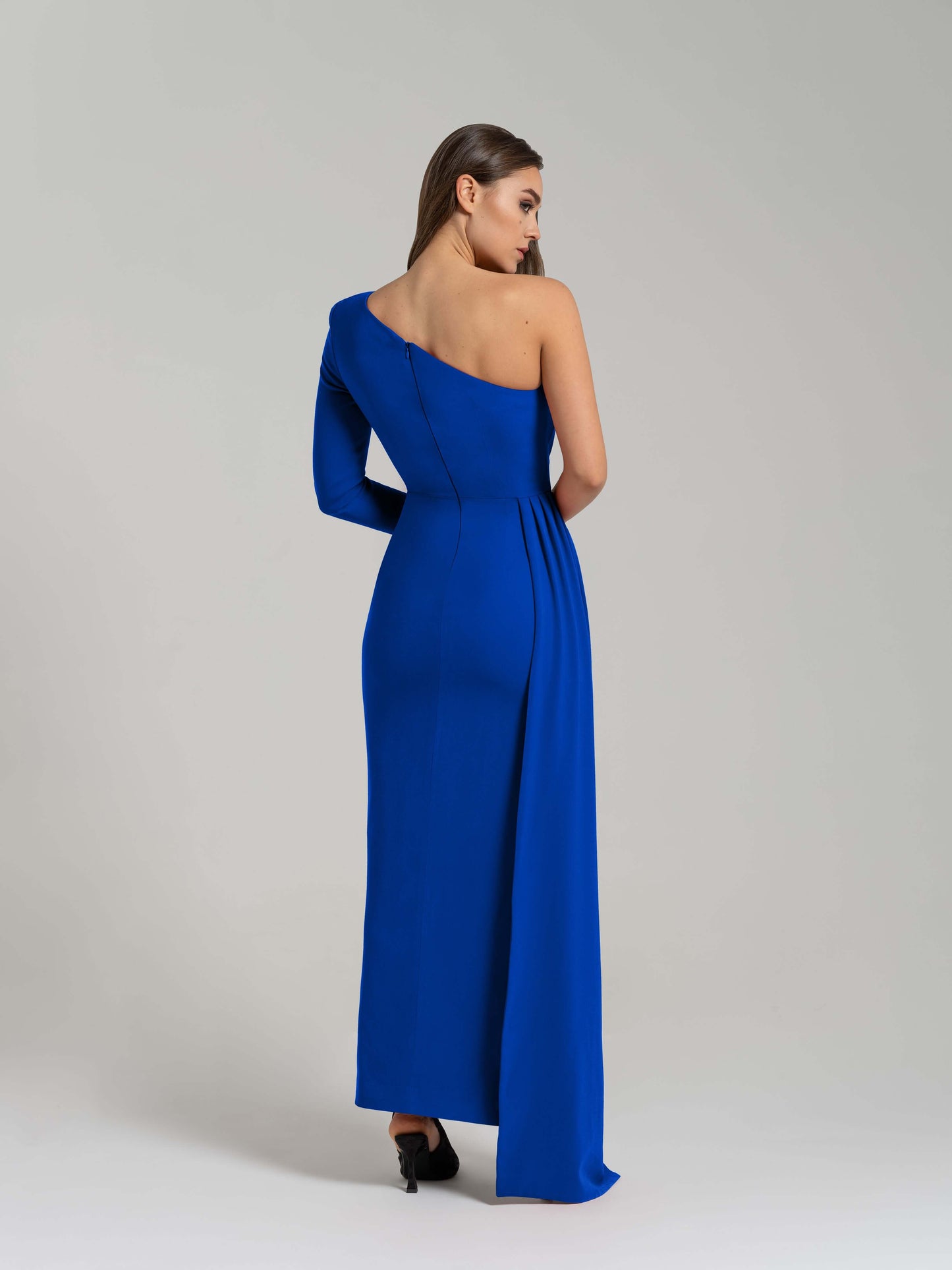 Iconic Glamour Draped Long Dress - Azure Blue