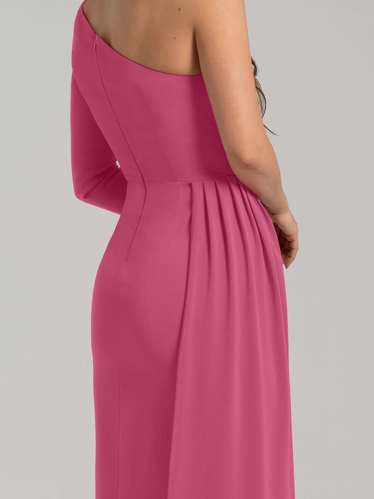 Iconic Glamour Draped Long Dress - Super Pink