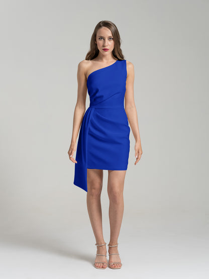 Iconic Glamour Draped Short Dress - Azure Blue