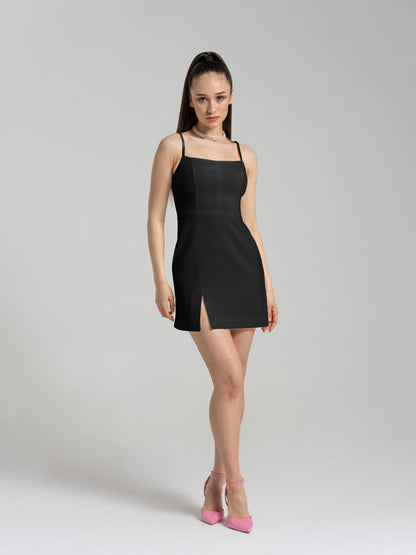 Into You Fitted Mini Dress - Black