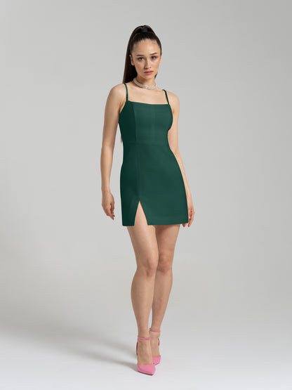 Into You Fitted Mini Dress - Dark Green