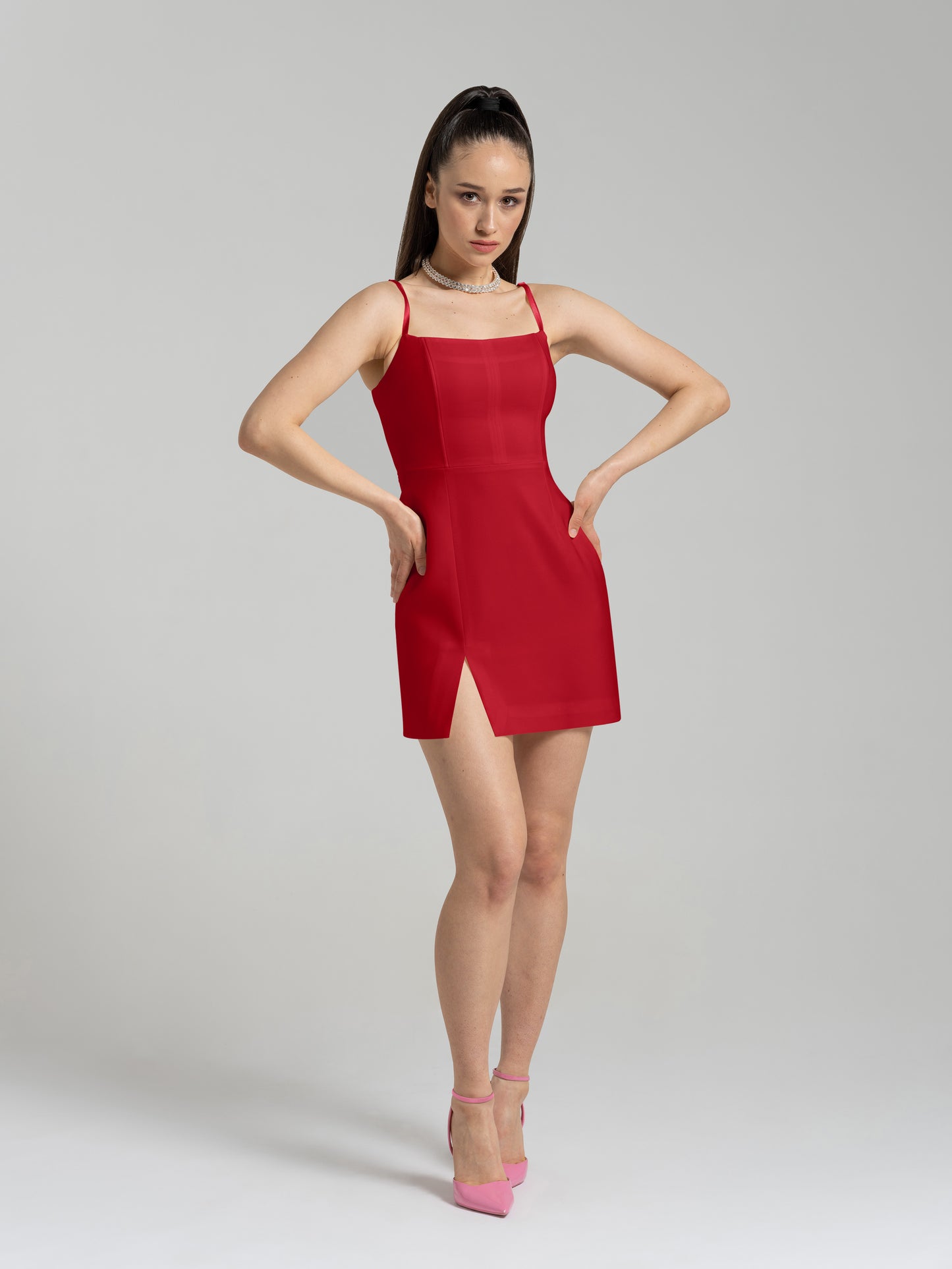 Into You Fitted Mini Dress - Fierce Red