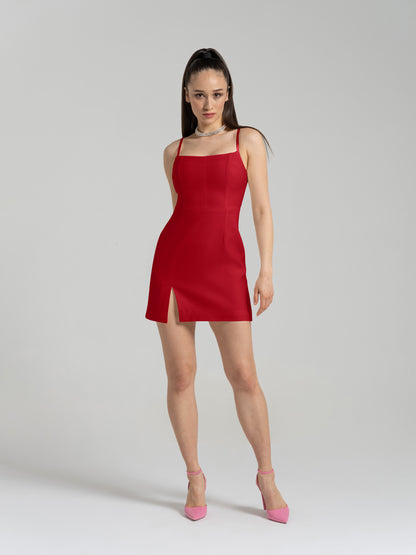 Into You Fitted Mini Dress - Fierce Red