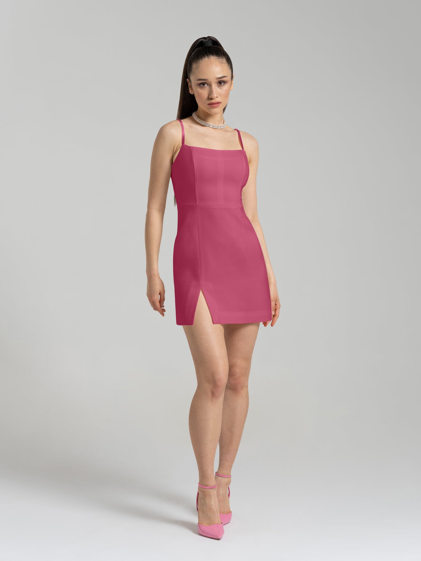 Into You Fitted Mini Dress - Power Pink