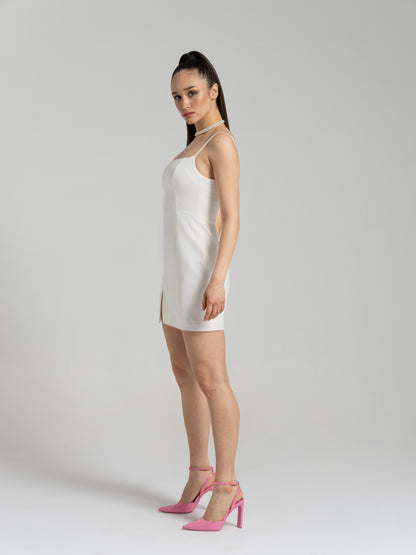 Into You Fitted Mini Dress - Pearl White