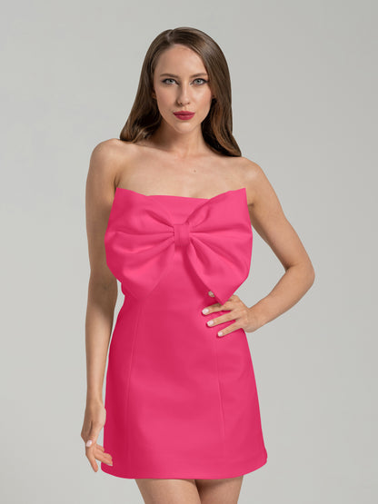 Love Affair Statement Bow Mini Dress - Pink