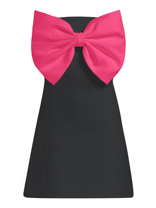 Love Affair Statement Bow Mini Dress - Black & Pink