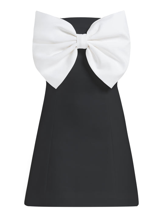 Love Affair Statement Bow Mini Dress - Black & White