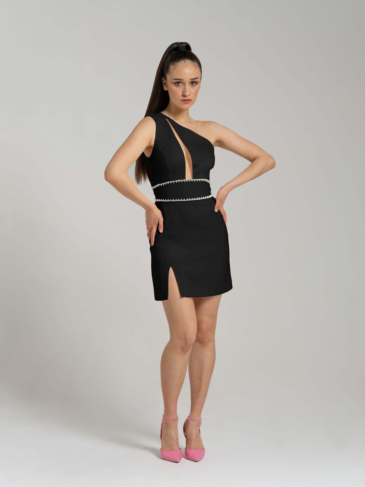 Love Weapon Mini Dress with Crystals - Black