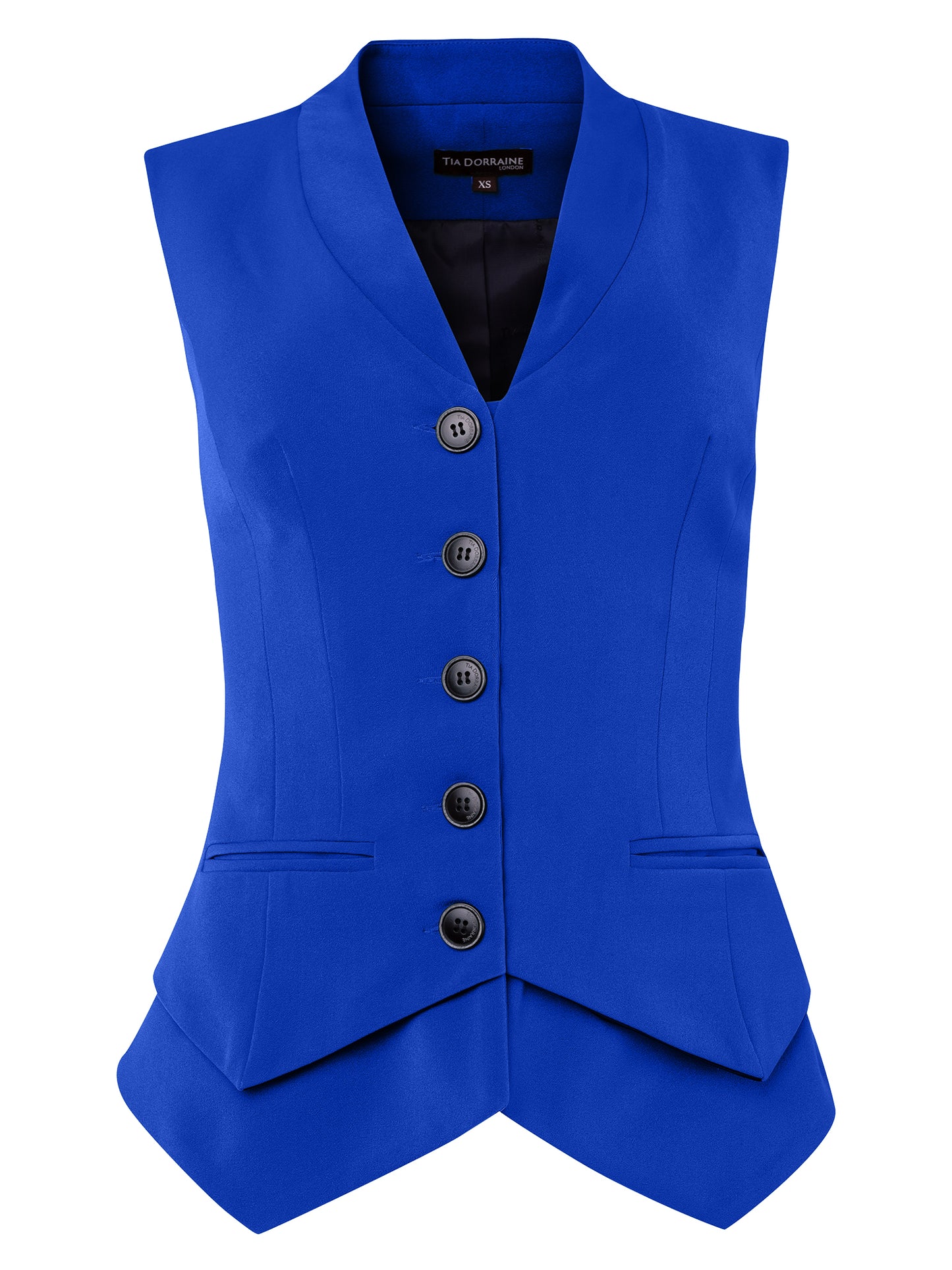 Royal Azure Fitted Single-Breasted Waistcoat by Tia Dorraine Women's Luxury Fashion Designer Clothing Brand