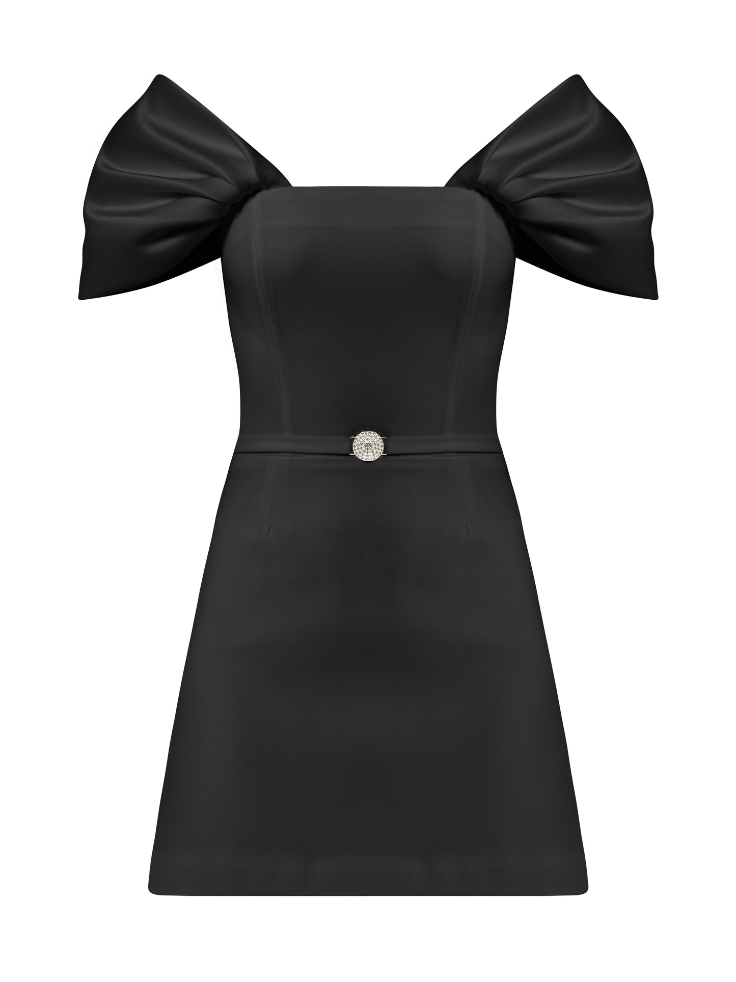 Mirage Crystal Ornament Mini Dress - Black