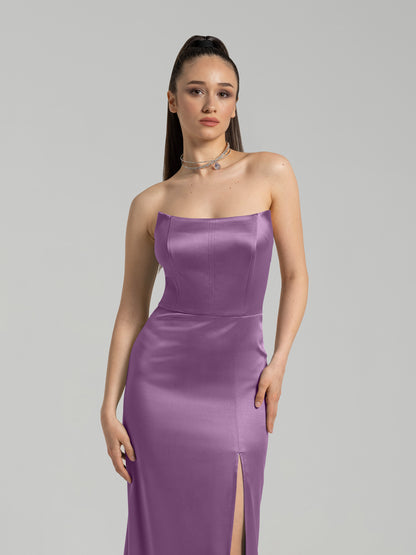 Queen of Hearts Satin Maxi Dress - Posh Purple