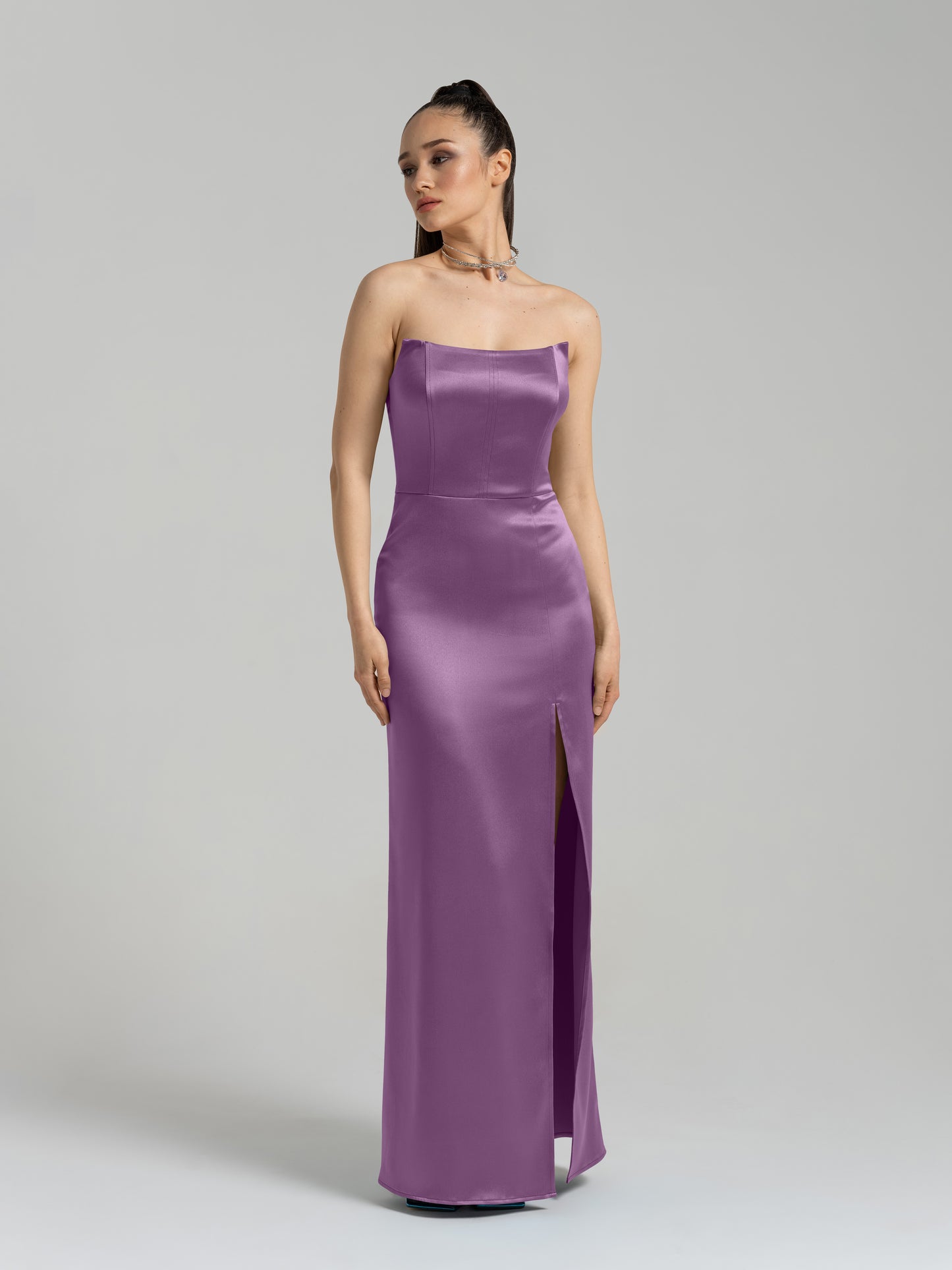 Queen of Hearts Satin Maxi Dress - Imperial Purple