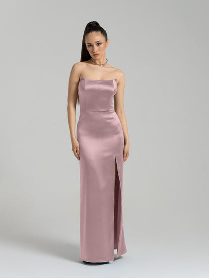 Queen of Hearts Satin Maxi Dress - Thistle Purple