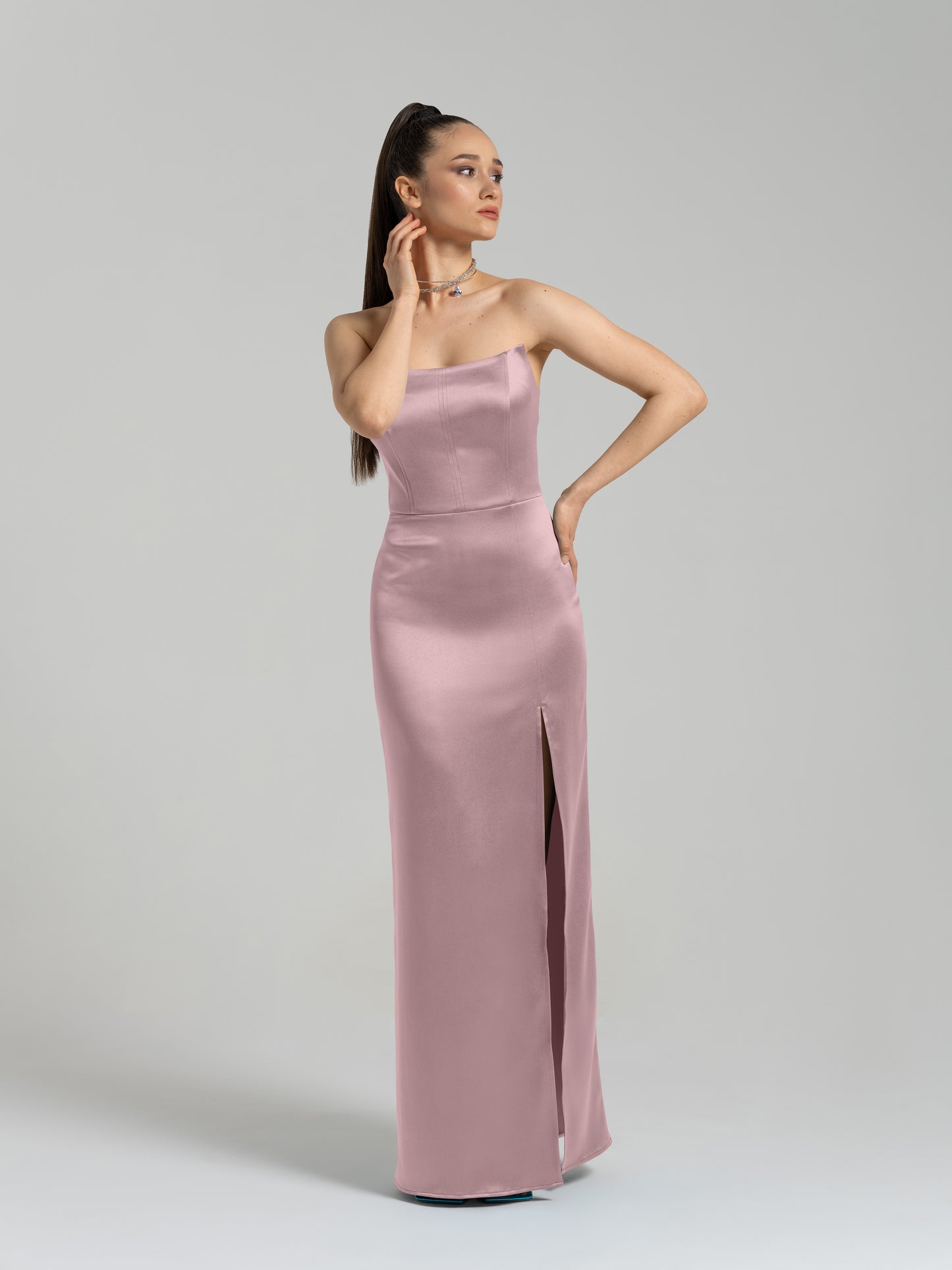 Queen of Hearts Satin Maxi Dress - Thistle Purple