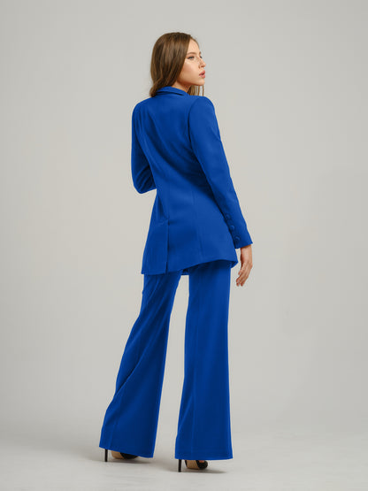 Royal Azure High-Waist Flared Trousers by Tia Dorraine Women's Luxury Fashion Designer Clothing Brand