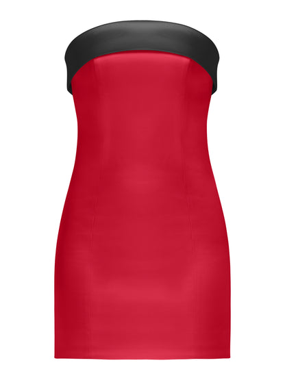 Romantic Allure Satin Mini Dress - Red & Black