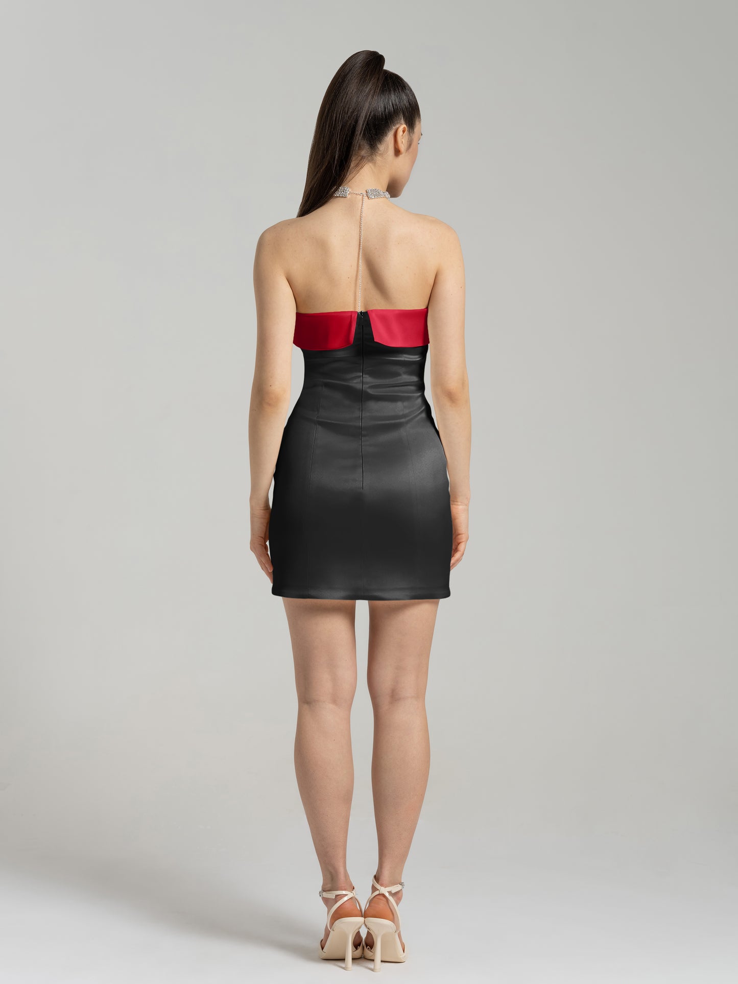 Romantic Allure Satin Mini Dress - Black & Red