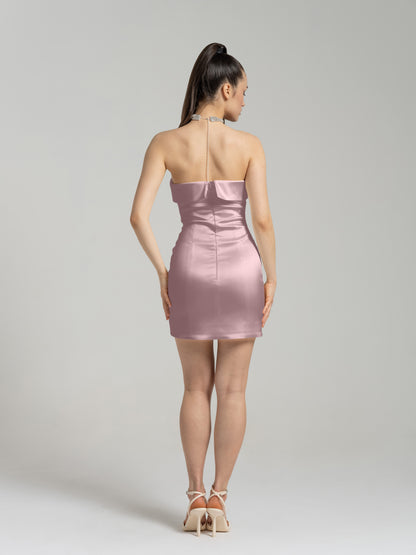 Romantic Allure Satin Mini Dress - Thistle Purple