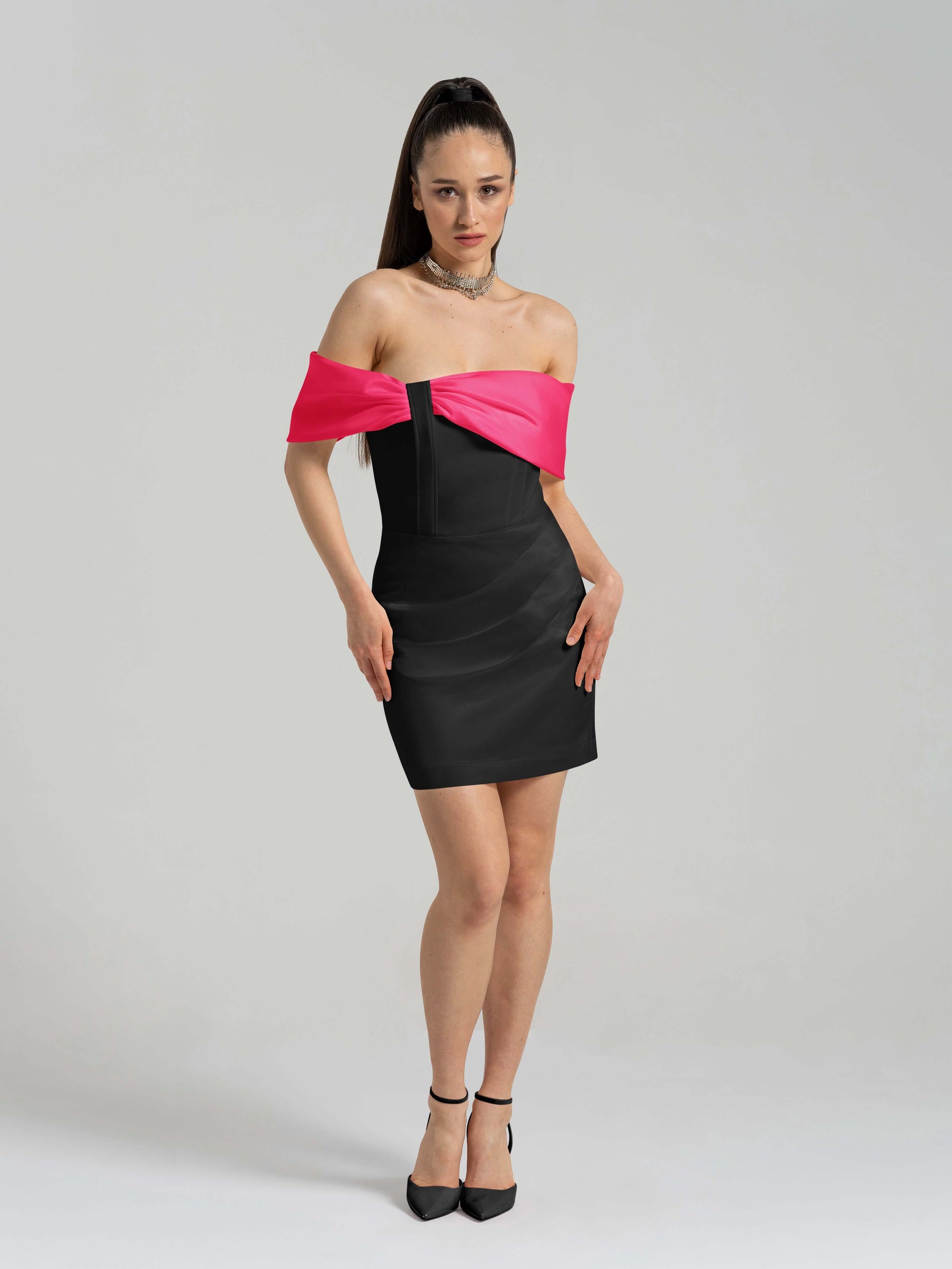 Signature of the Sun Mini Dress - Black & Pink by Tia Dorraine Women's Luxury Fashion Designer Clothing Brand