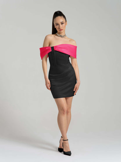 Signature of the Sun Mini Dress - Black & Pink by Tia Dorraine Women's Luxury Fashion Designer Clothing Brand