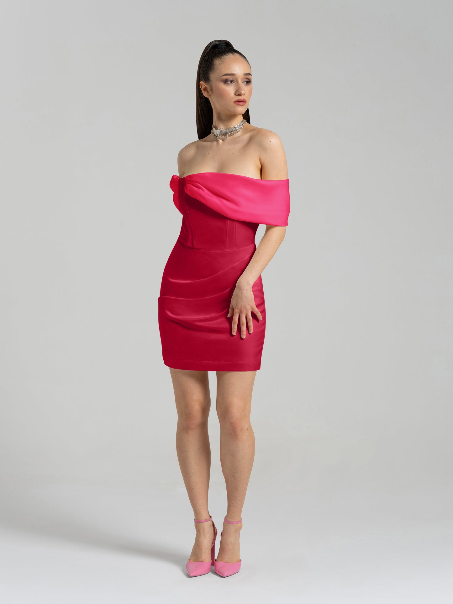 Signature of the Sun Mini Dress - Red & Pink