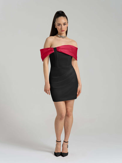Signature of the Sun Mini Dress - Black & Red by Tia Dorraine Women's Luxury Fashion Designer Clothing Brand