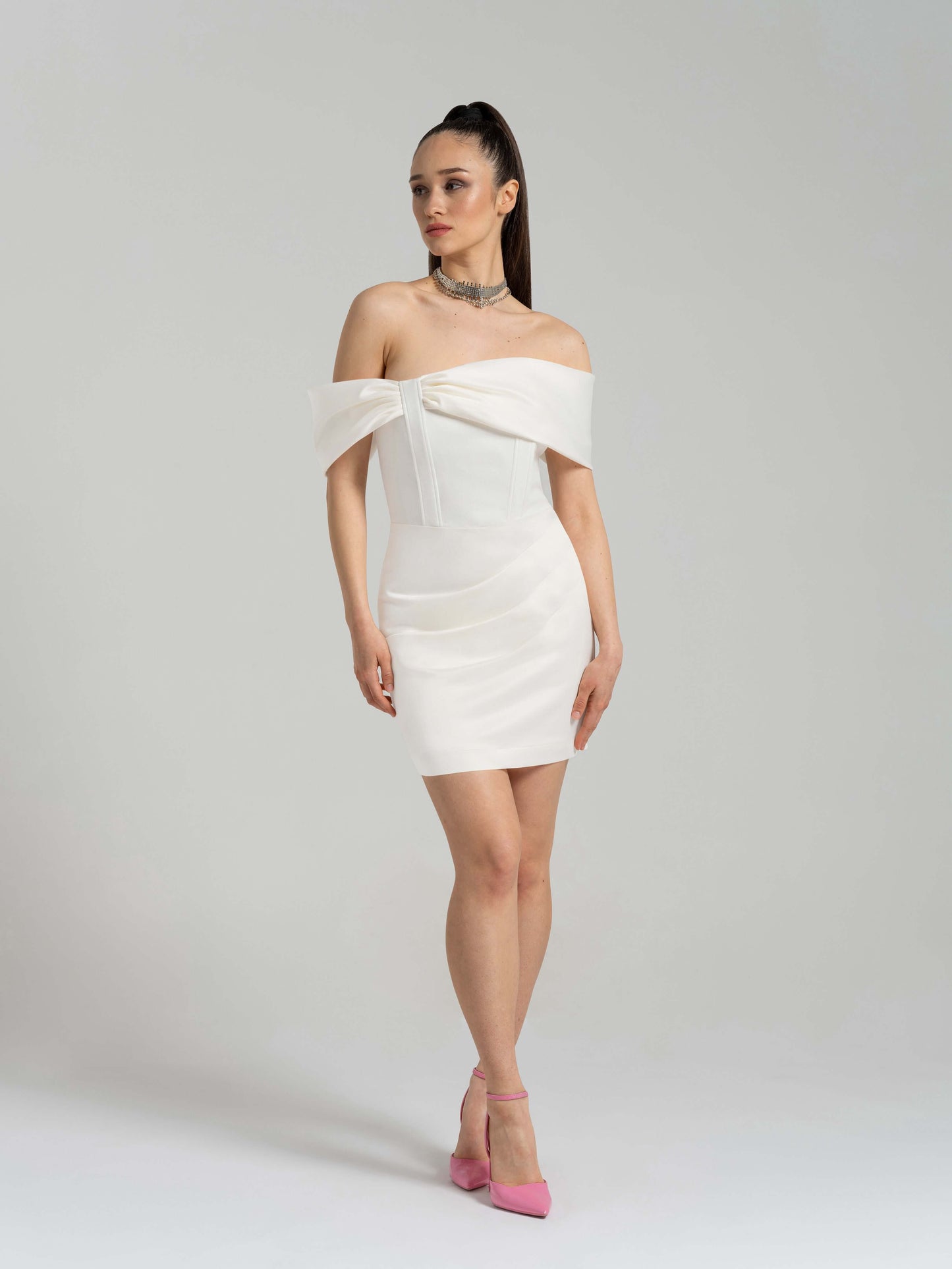 Signature of the Sun Mini Dress - Pearl White by Tia Dorraine Women's Luxury Fashion Designer Clothing Brand
