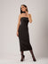 Kiss Me Fitted Midi Dress with Satin Belt - Red & Black