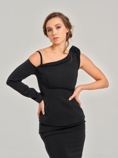 Magnetic Power Asymmetric One-Shoulder Top by Tia Dorraine Women's Luxury Fashion Designer Clothing Brand