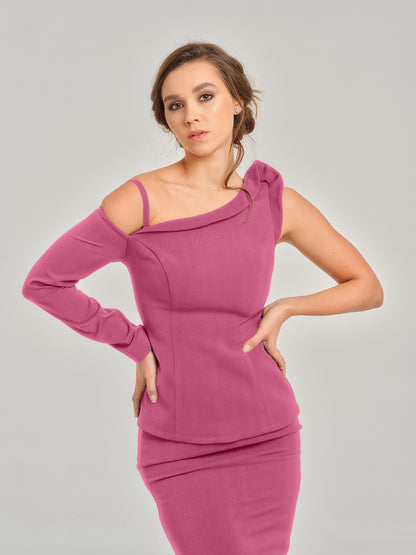 Sweet Desire Asymmetric One-Shoulder Top by Tia Dorraine Women's Luxury Fashion Designer Clothing Brand
