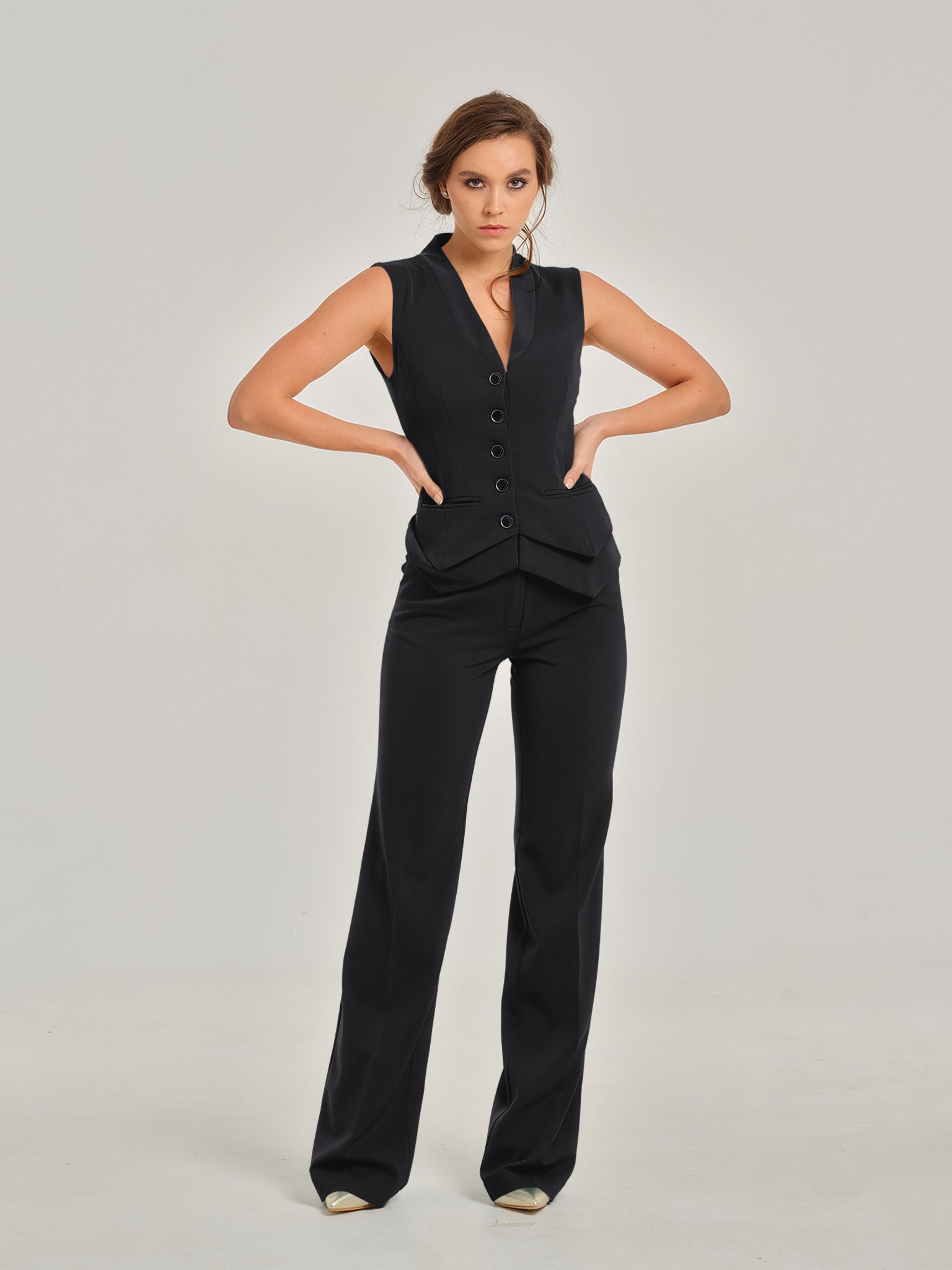 Magnetic Power High-Waist Straight-Leg Trousers by Tia Dorraine Women's Luxury Fashion Designer Clothing Brand