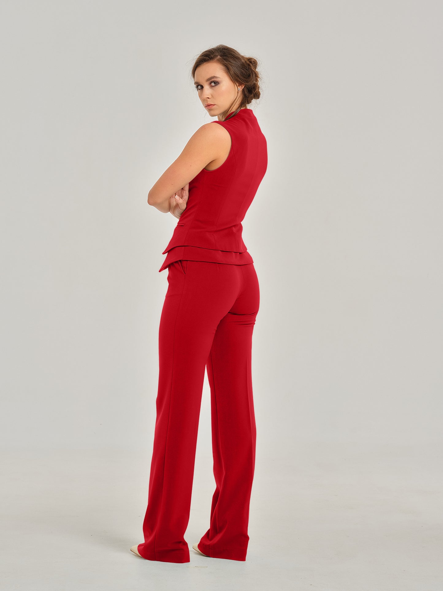 Fierce Red Fitted Single-Breasted Waistcoat