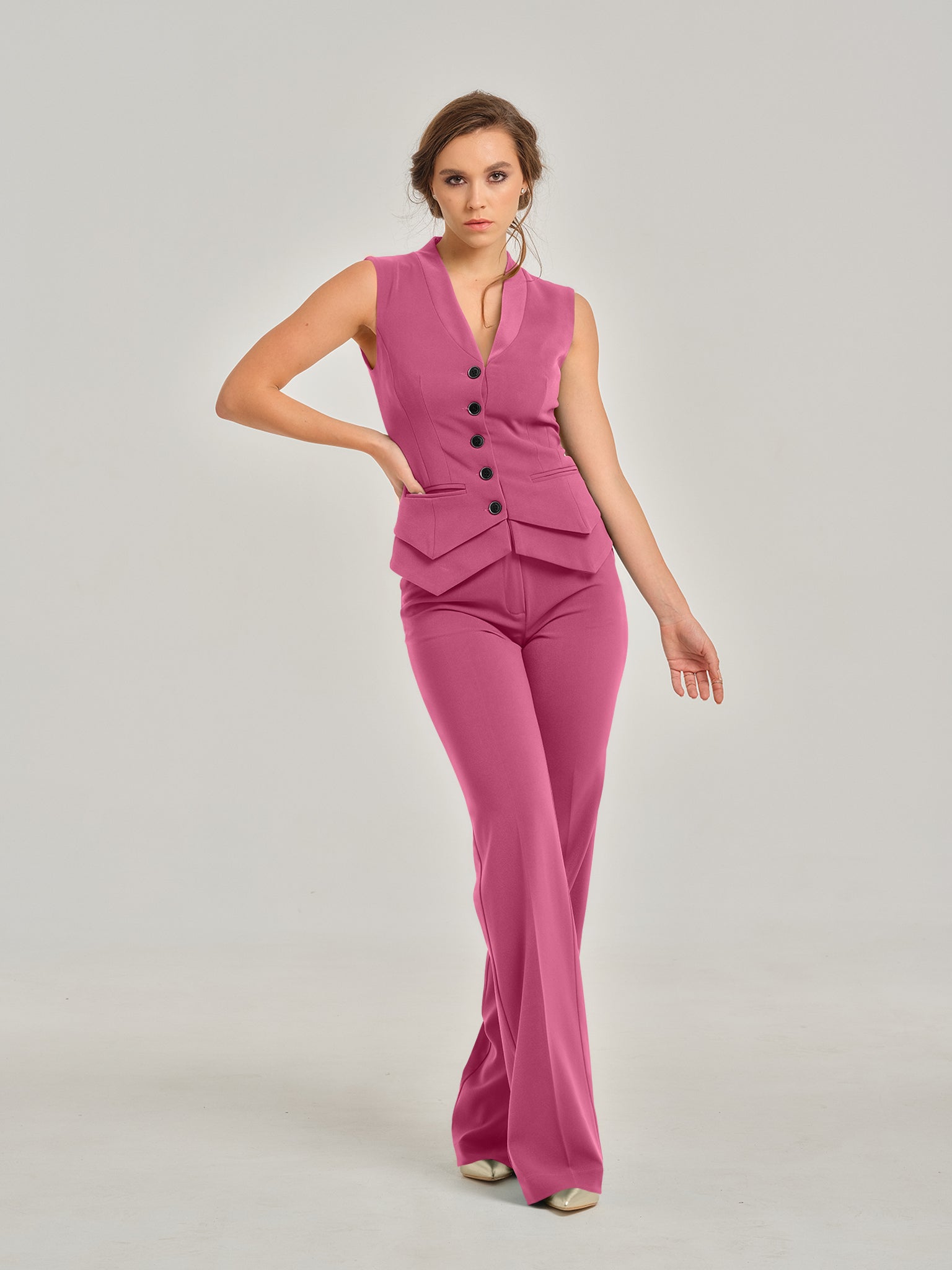 Sweet Desire High-Waist Straight-Leg Trousers by Tia Dorraine Women's Luxury Fashion Designer Clothing Brand
