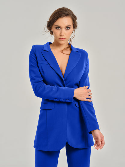 Royal Azure Timeless Classic Blazer by Tia Dorraine Women's Luxury Fashion Designer Clothing Brand
