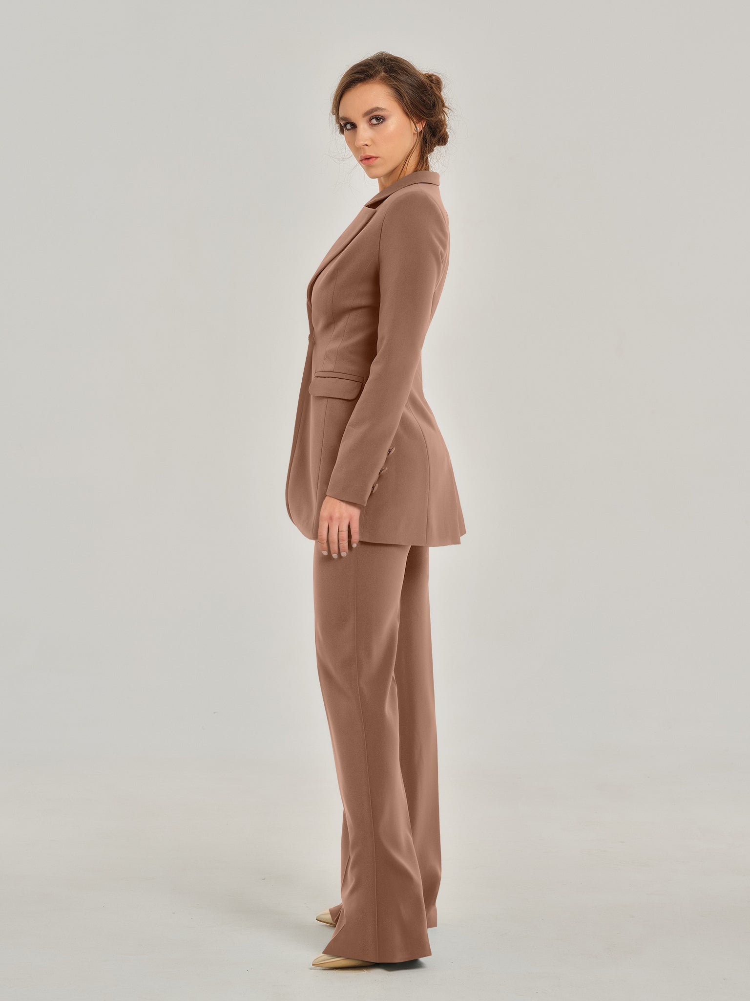 Sandstorm High-Waist Flared Trousers by Tia Dorraine Women's Luxury Fashion Designer Clothing Brand