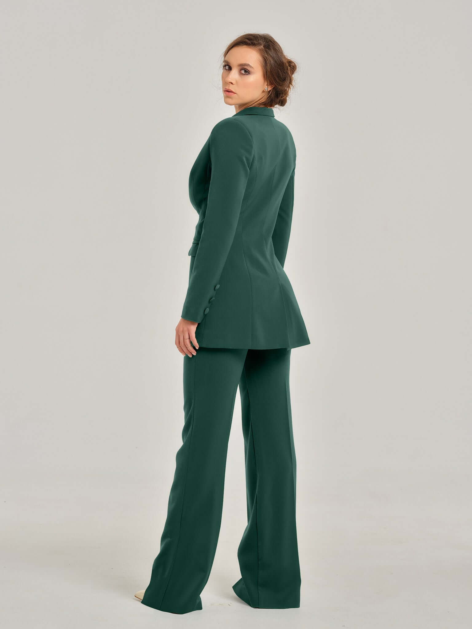 Emerald Dream High-Waist Flared Trousers by Tia Dorraine Women's Luxury Fashion Designer Clothing Brand
