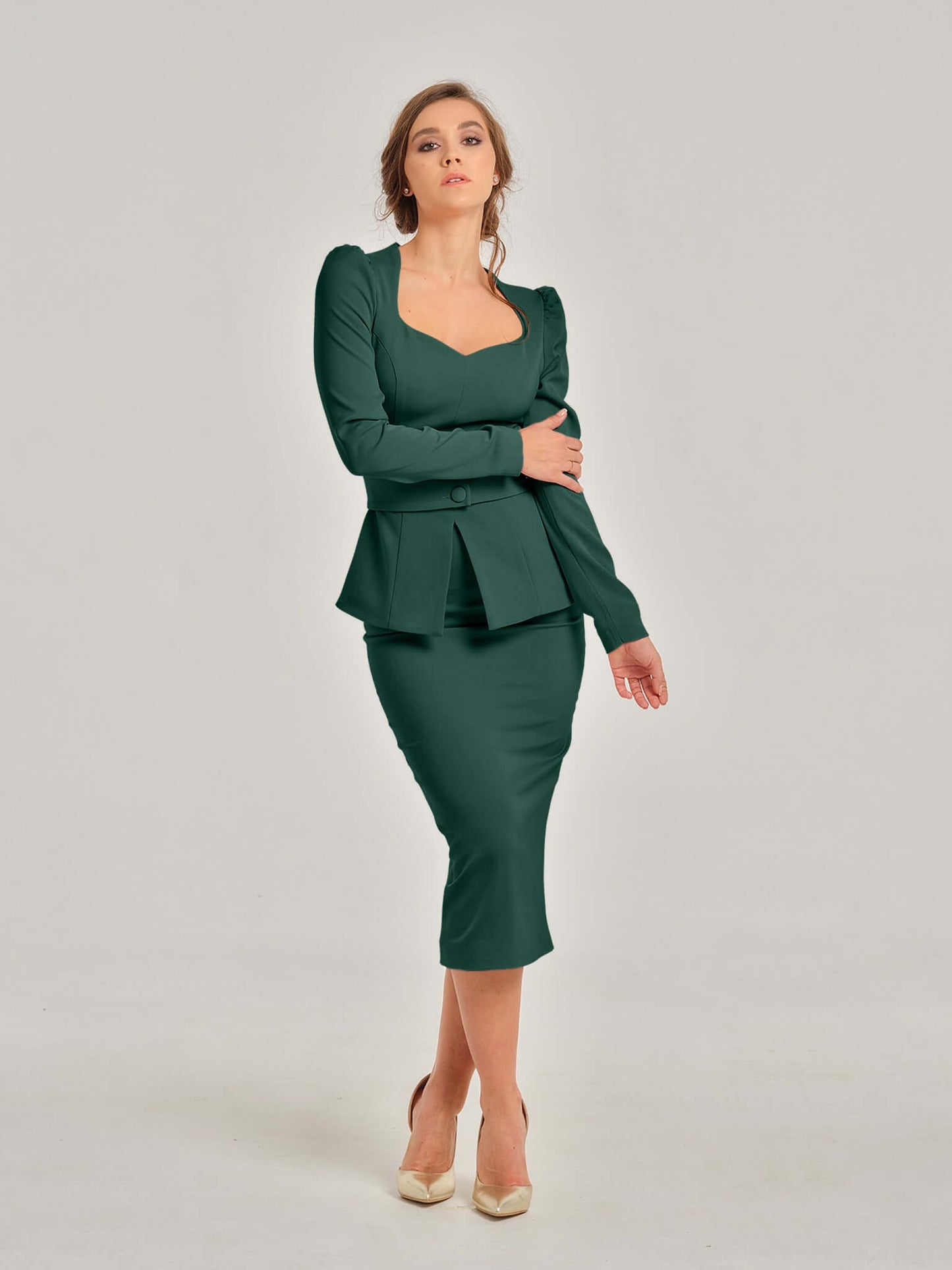 Emerald Dream Sweetheart Blouse by Tia Dorraine Women's Luxury Fashion Designer Clothing Brand