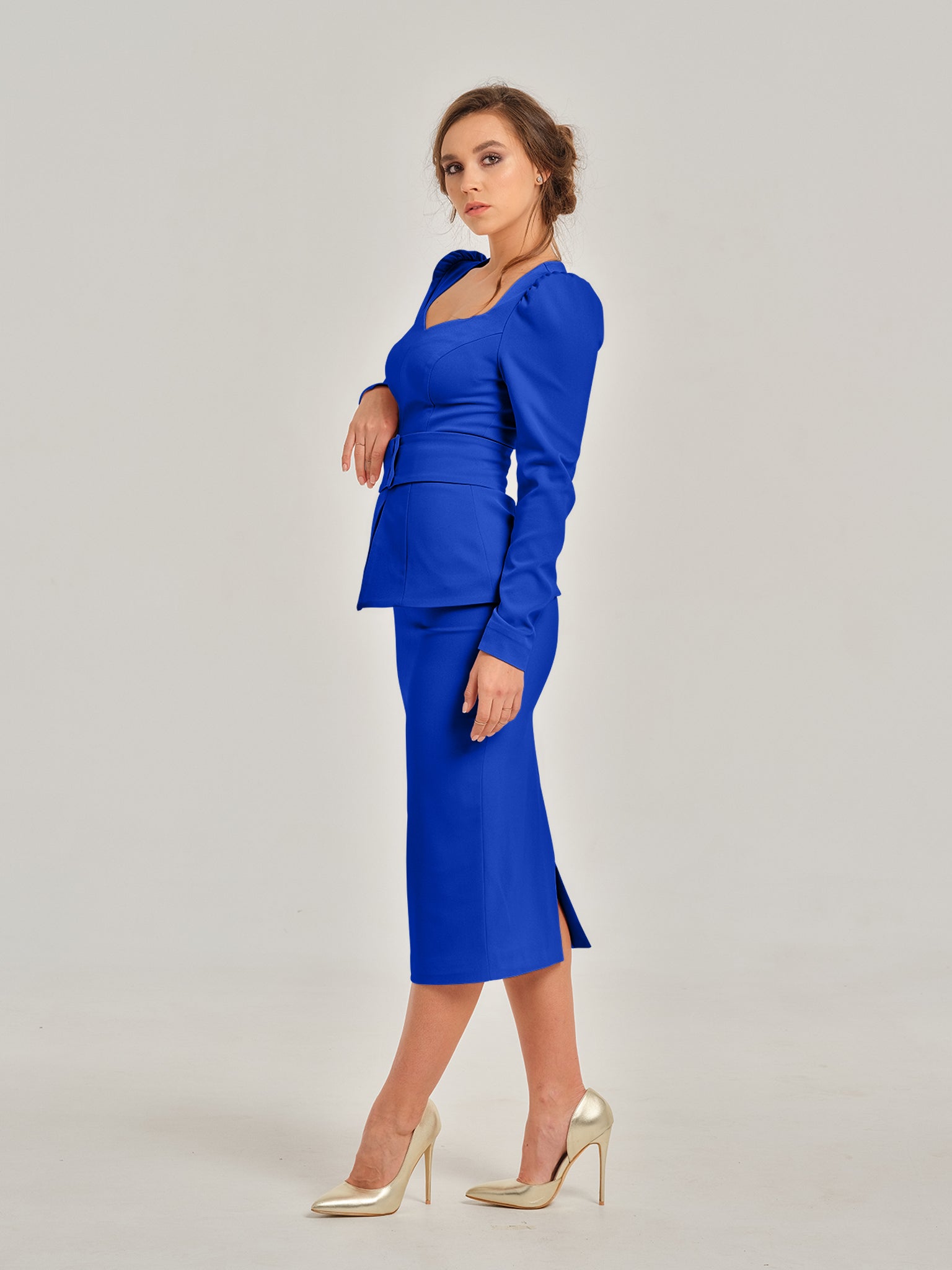 Royal Azure Sweetheart Blouse by Tia Dorraine Women's Luxury Fashion Designer Clothing Brand