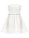 Wild Flower Mini Dress with Crystal Belt - Pearl White